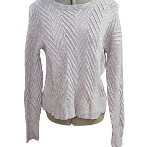 Woman's Truth coastal core chevron light gray knit pattern scoop neck sweater LG